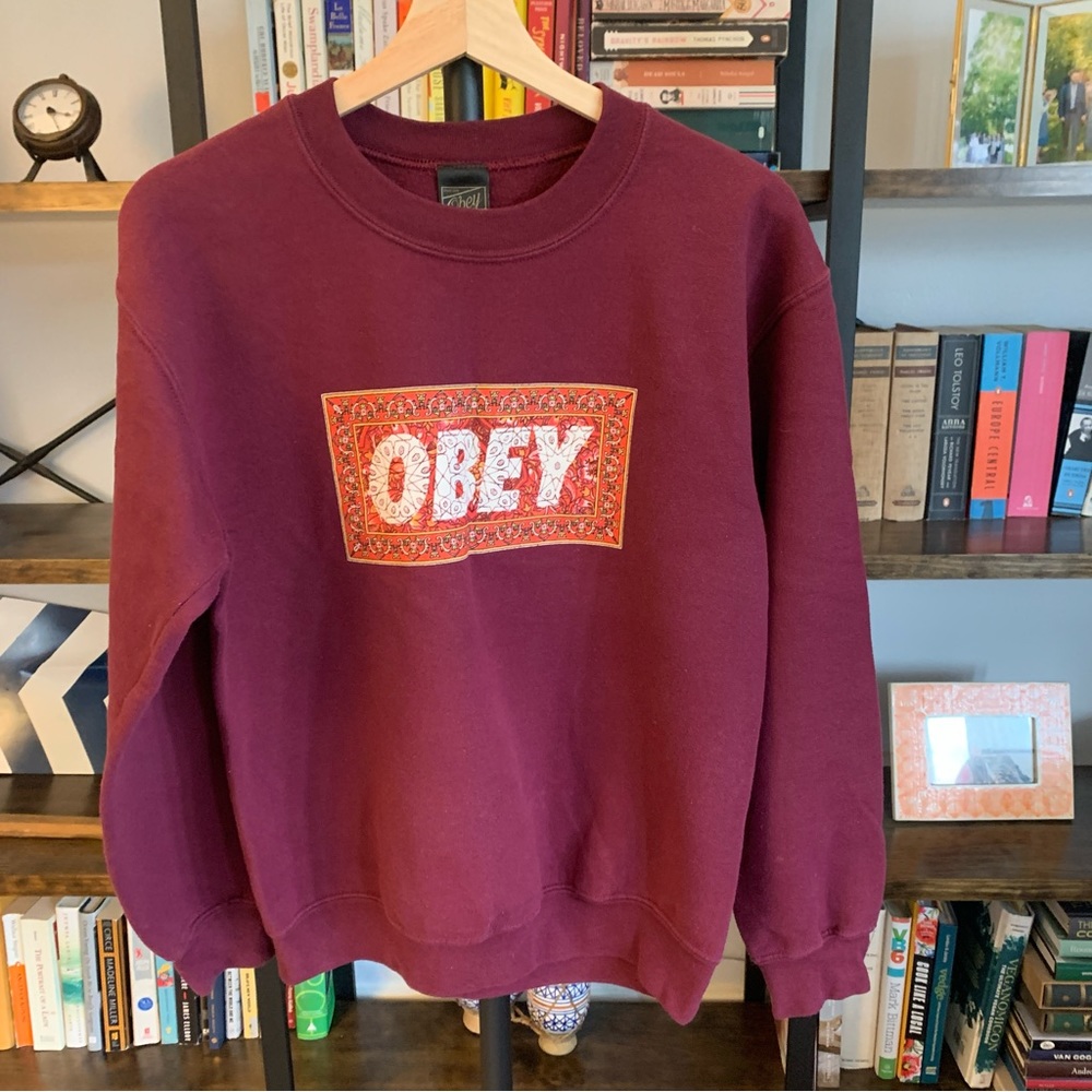 Obey • Maroon Logo Crew Neck Sweatshirt